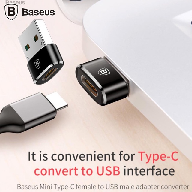 Đầu chuyển Baseus OTG USB sang Type C ( Adapter/Converter Type C Female to USB Male) cho sạc nhanh 18 20W