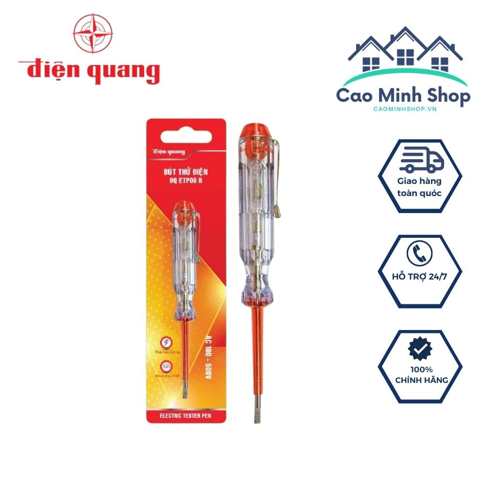 Bút thử điện Điện Quang ĐQ ETP06R, đầu vít bằng thép C45 dẹt, nhựa bảo vệ ABS, an toàn, chính xác - Cao Minh Shop