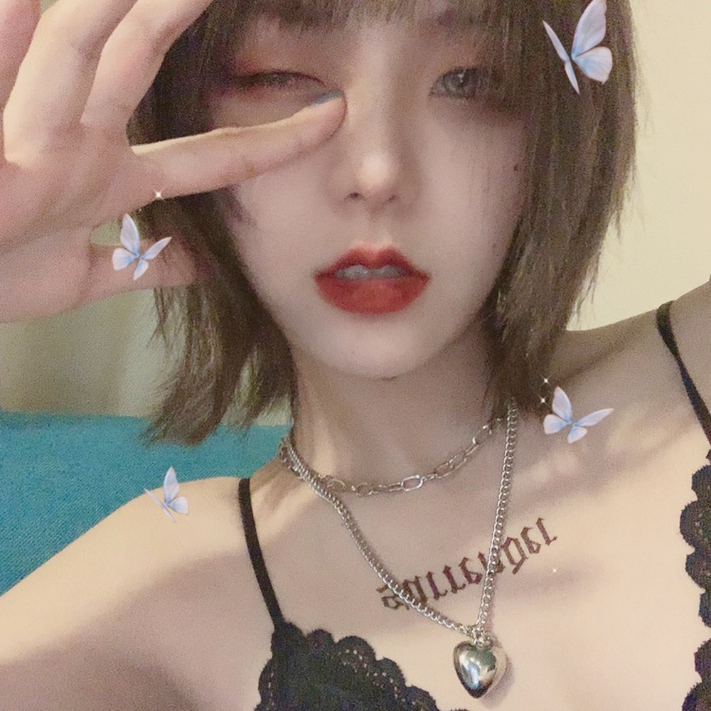 Dây chuyền hai lớp mặt hình trái tim cá tính sành điệu cho nữ