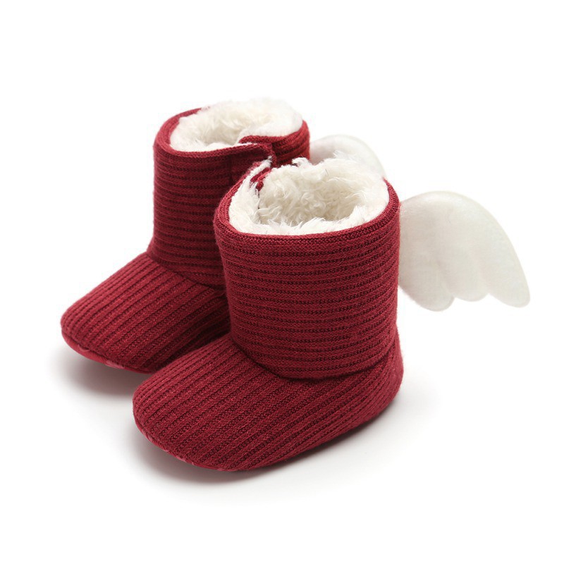 Babyme Winter Knitted Shoes Cute Baby First Walkers Kids Newborn Toddler Super Warm Wings Boots