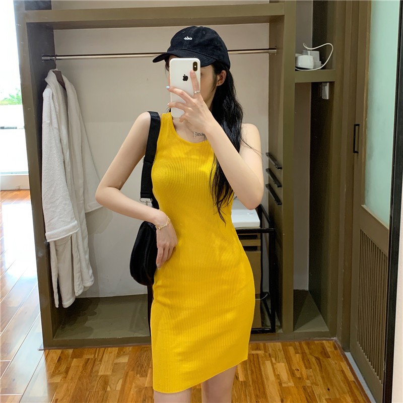 Xiaozhainv Đầm dây màu trơn dáng ôm quyến rũ thời trang | BigBuy360 - bigbuy360.vn