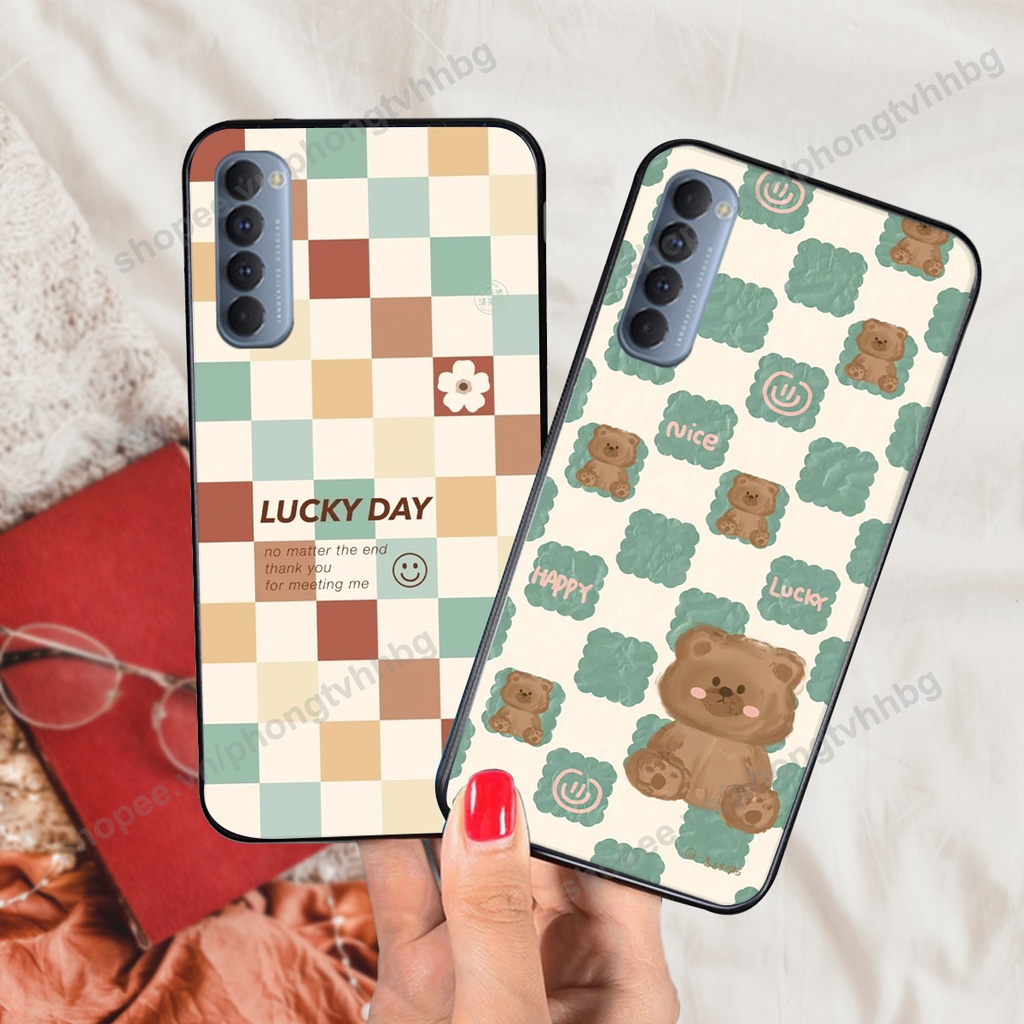 Ốp lưng Oppo Reno3 / Reno3 Pro / Reno 3 trái tim gấu thể thao , smile mặt cười cực cute