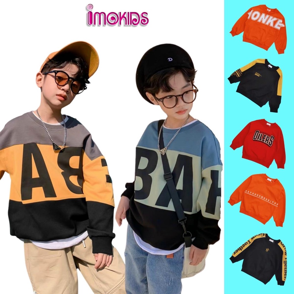 Áo sweater dài tay bé trai Banbino size đại 18-50kg áo cho bé chất cotton cao cấp 4 tuổi đến 16 tuổi