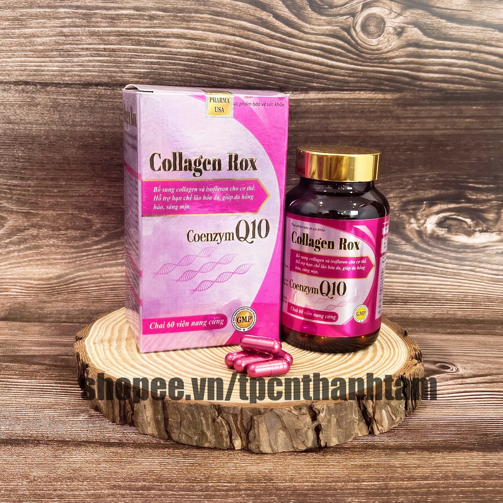 Viên uống đẹp da Colagen Rox bổ sung vitamine giúp trắng da, sáng da, giảm nám, mờ thâm - Chai 60 viên ( Hồng )