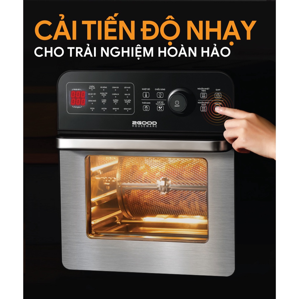 Nồi Chiên Không Dầu 2GOOD S20 - Chế Biến Cùng Lúc 2 Món -16 Chế Độ Nấu - Inox 304 - 15 Lít