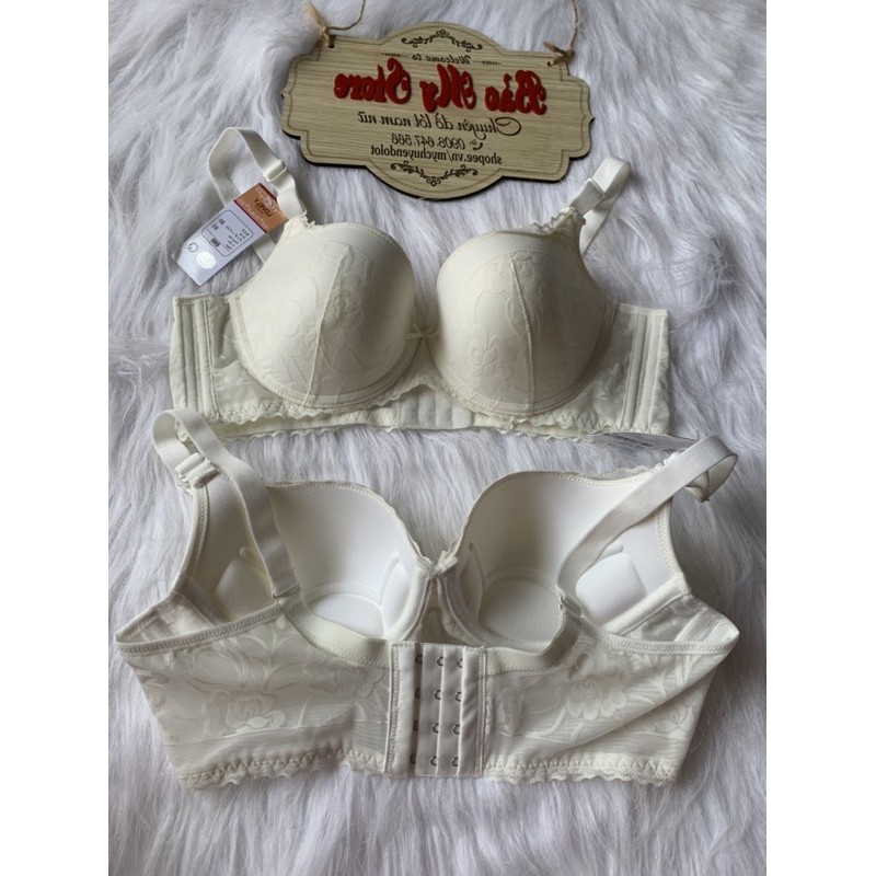 Áo Lót Ren Lovely Mút Kép Mỏng Bảng Lưng To 4 Móc Cài Size