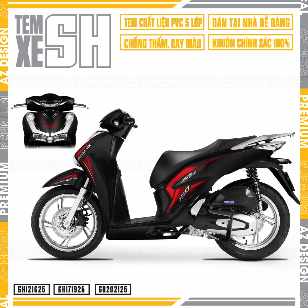 Tem Chỉ Dán Xe SH Mẫu AMG 150 | SH25 | Decal Chế Chống Nước, Bền Màu, Cắt Khuôn Rời Dễ Dán