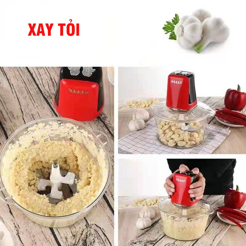 Máy Xay Thịt, Xay Tỏi Ớt 4 Lưỡi Cắt 3 Lít Công Suất Lớn 3 Chế Độ Cắt Băm Siêu Nhuyễn