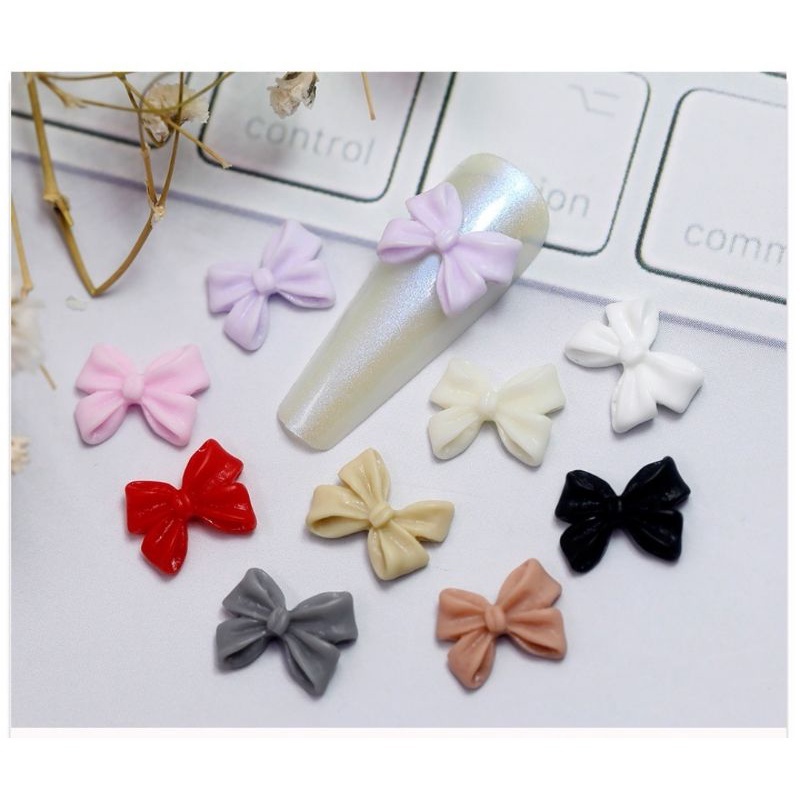 Set nơ 4 cánh nhiều màu charm trang trí đính móng nail manh219