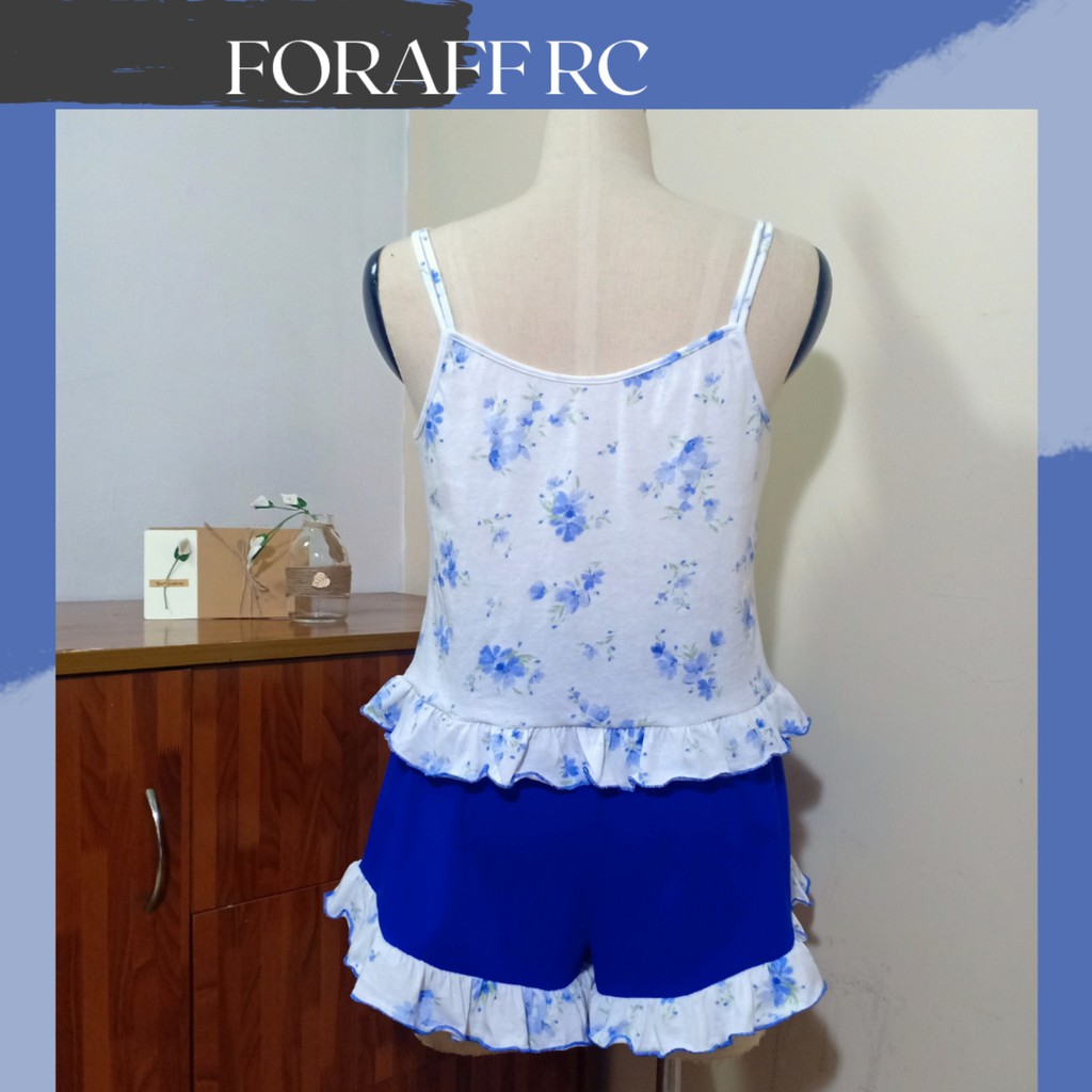 Đồ bộ ngủ nữ RCB04, hai dây, cổ tim phối bèo, thun cotton 2c 4c chiều dành cho người dưới 62kg | BigBuy360 - bigbuy360.vn