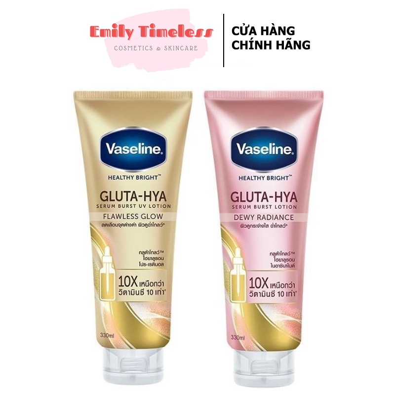 Sữa Dưỡng Thể Vaseline 10X Trắng Da, Mờ Thâm Đều Màu Da Vaseline Healthy Bright Gluta-Hya Serum Burst Lotion 330ml