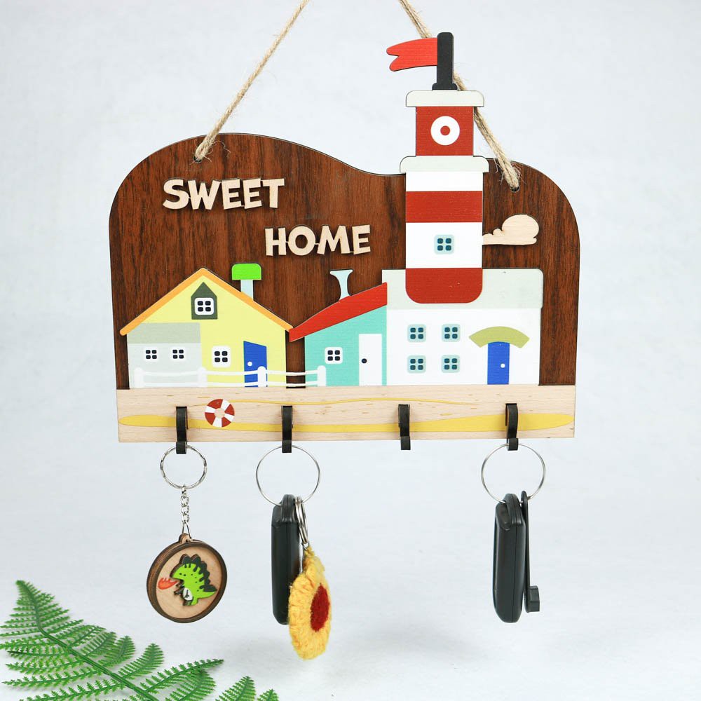 Bảng gỗ trang trí hình sweet home dùng treo móc khóa