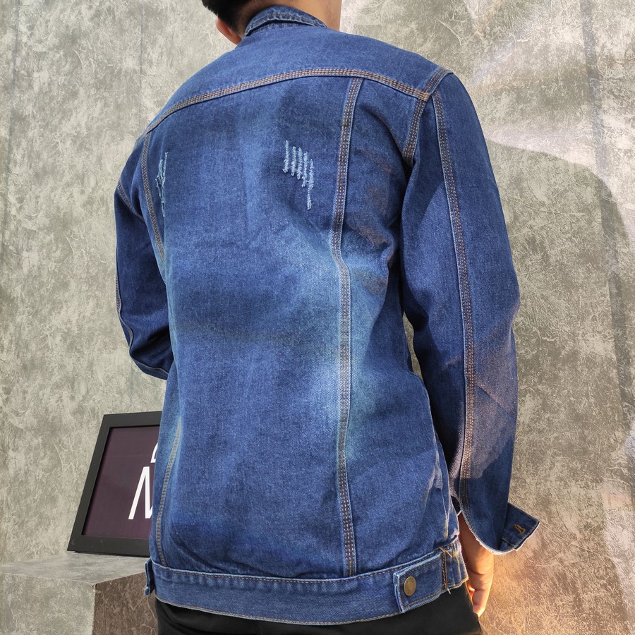 Áo khoác jeans nam Inichi A85 màu xanh vải tốt