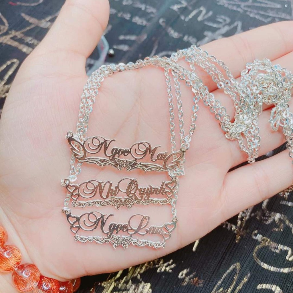 Dây chuyền bạc khắc tên chữ theo ý muốn DaLiA Jewelry đủ màu vàng trắng chuẩn bạc ta S999