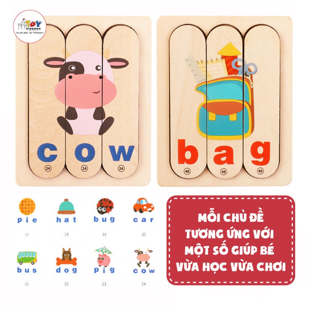 Đồ Chơi Xếp Hình Montessori 192 Que Học Tiếng Anh - 54 Chủ Đề