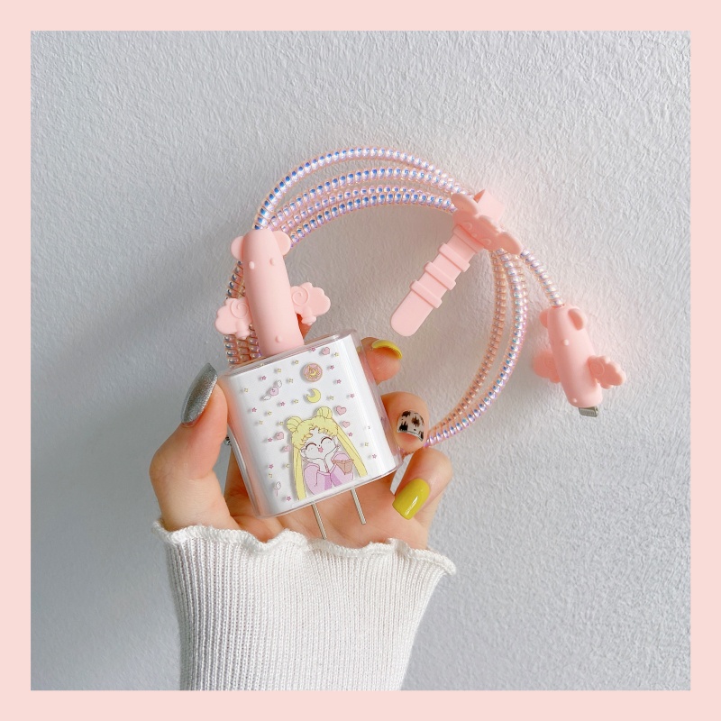 Vỏ bảo vệ dây cáp sạc nhanh USB Sanrio hình trái cây dễ thương cho IPHONE 18W 20W