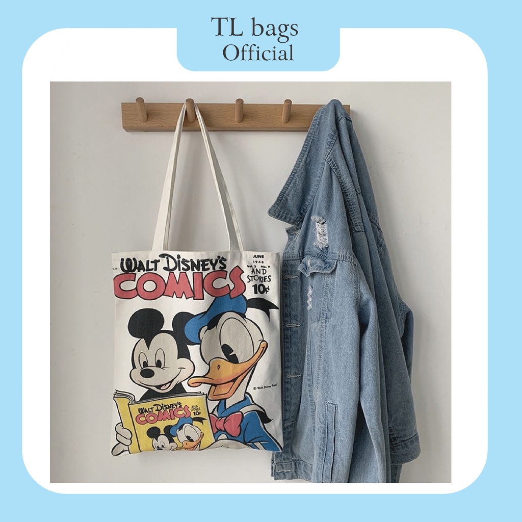Túi tote , tote Vải Đeo Chéo Họa Tiết Vịt Donald Thời Trang