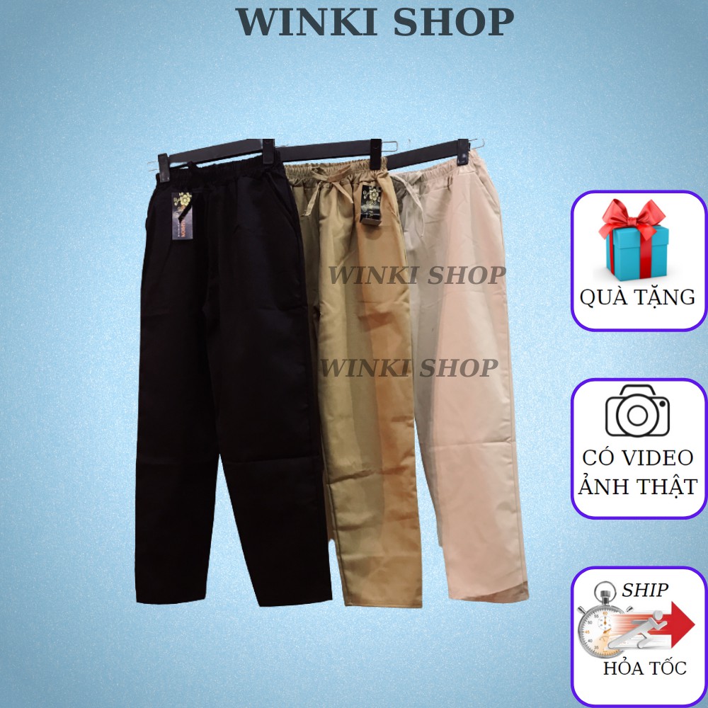 Quần baggy nữ Kaki ống suông Unisex, Quần kaki vải mềm đứng dáng