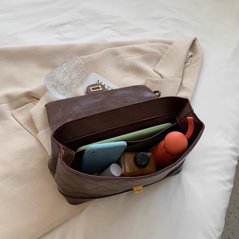 Túi da Pu ô trám công sở đeo vai đeo chéo siêu sang (hình thật)