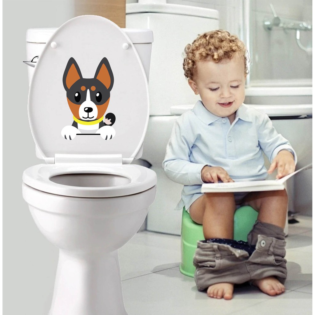 Decal dán nắp bồn cầu toilet họa tiết hoạt hình