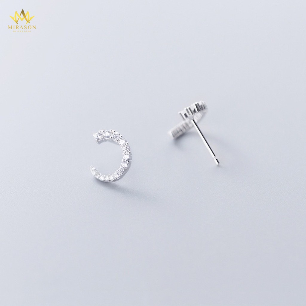 Khuyên Tai Bạc Nữ MIRASON Vòng Tròn Hở Nạm Đá Sang Trọng MBT125 - Bông Tai Nữ Bạc 925 Cao Cấp