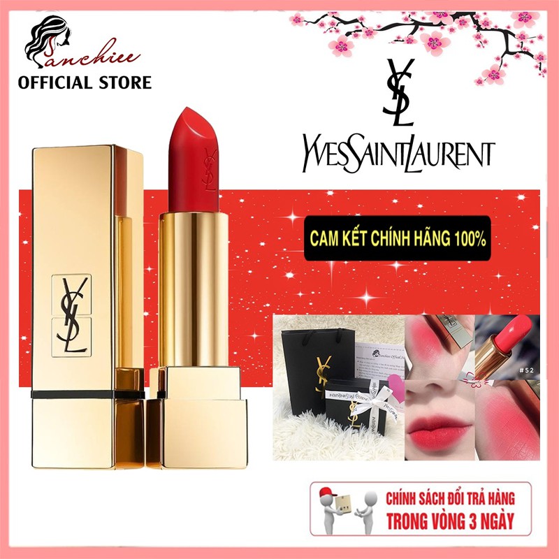 Son YSL pure colour satiny radiance, chất son mềm mại,không gây khô môi, hệt như làn môi nguyên bản