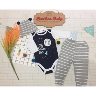 Set body dài kèm quần và mũ cho bé hàng đẹp