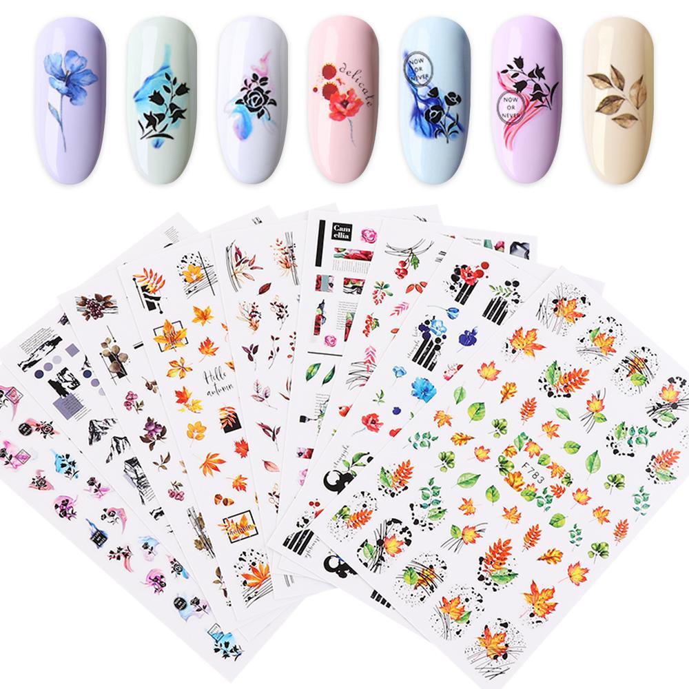 WATTLE Sticker Dán Móng Tay Hoạ Tiết Đường Kẻ Màu Vàng