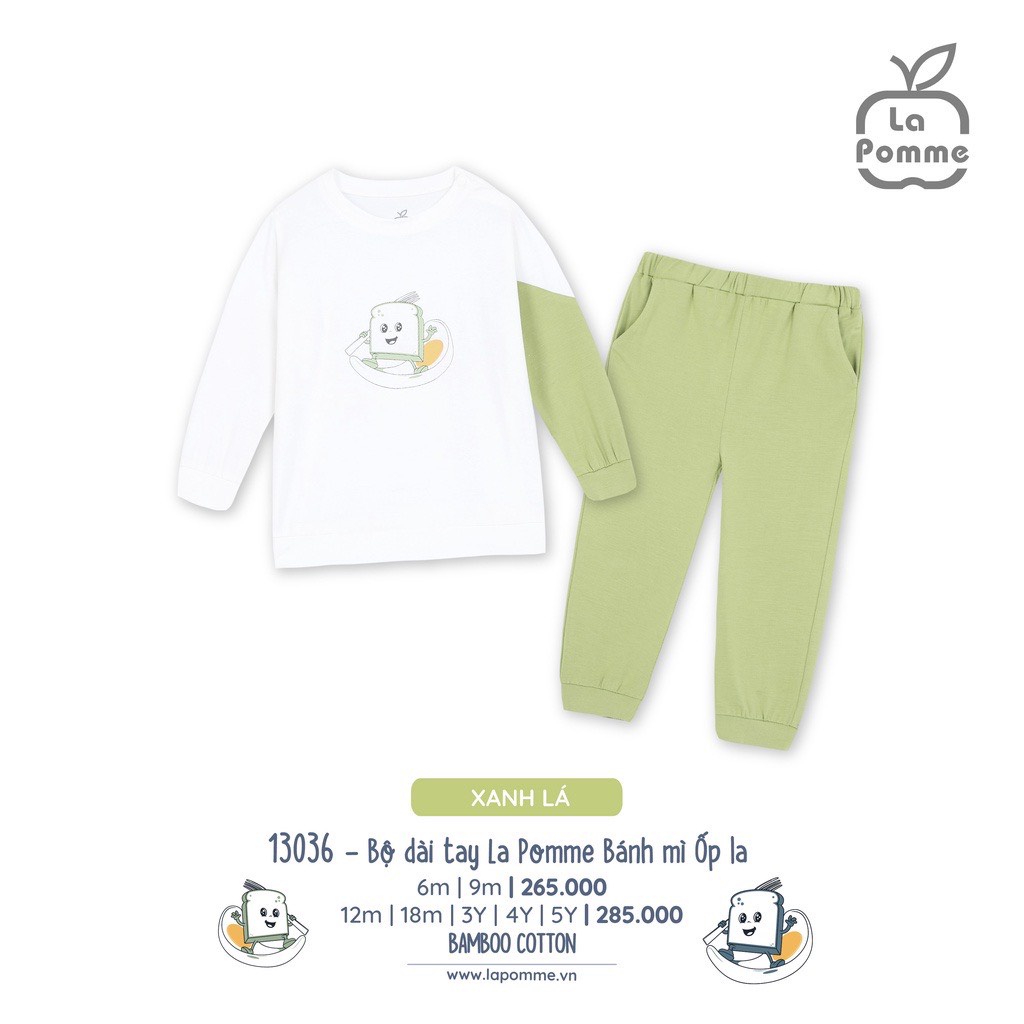 Bộ Quần Áo Dài Tay Bánh Mì Ốp La Vải Bamboo Cotton Cho Bé