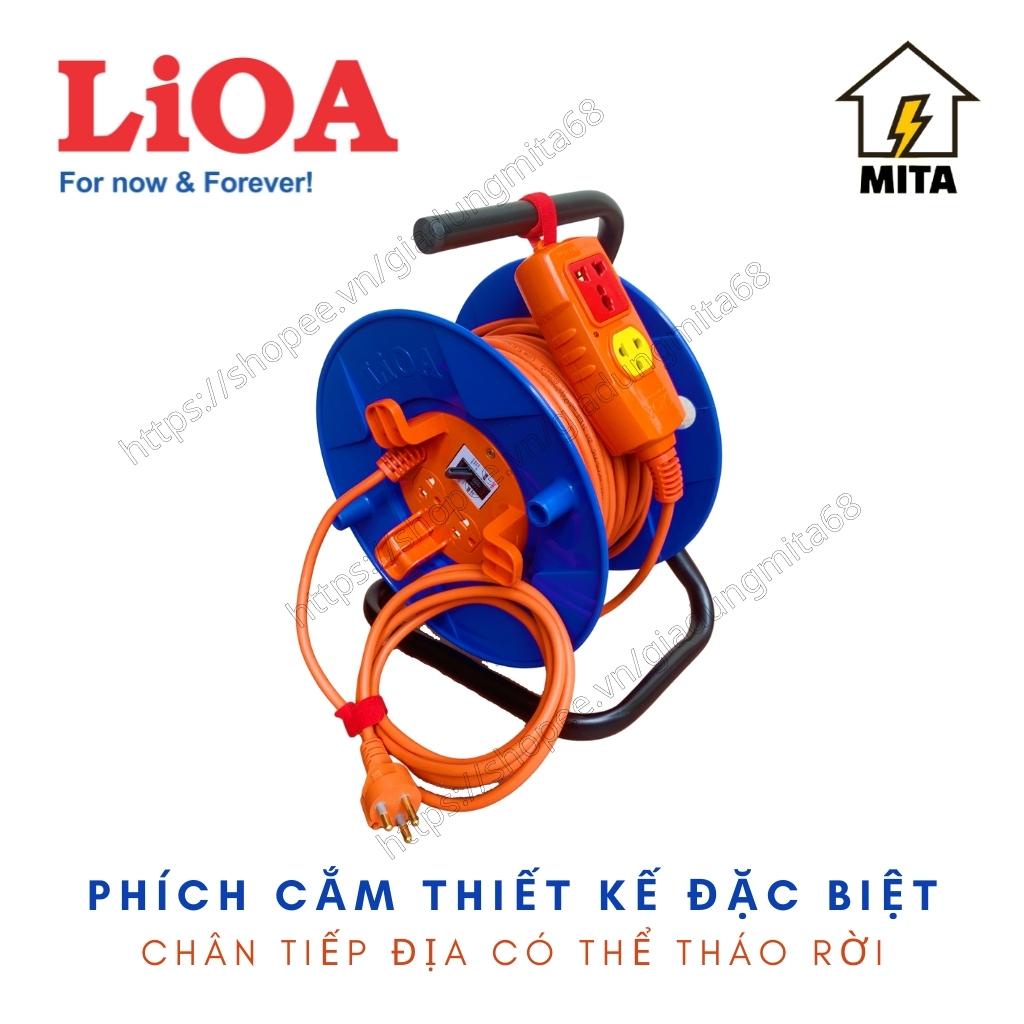 Ổ Cắm Kéo Dài Quay Tay Kiểu Rulo Hybrid LiOA NEW dây dài 20m,30m công suất 20A