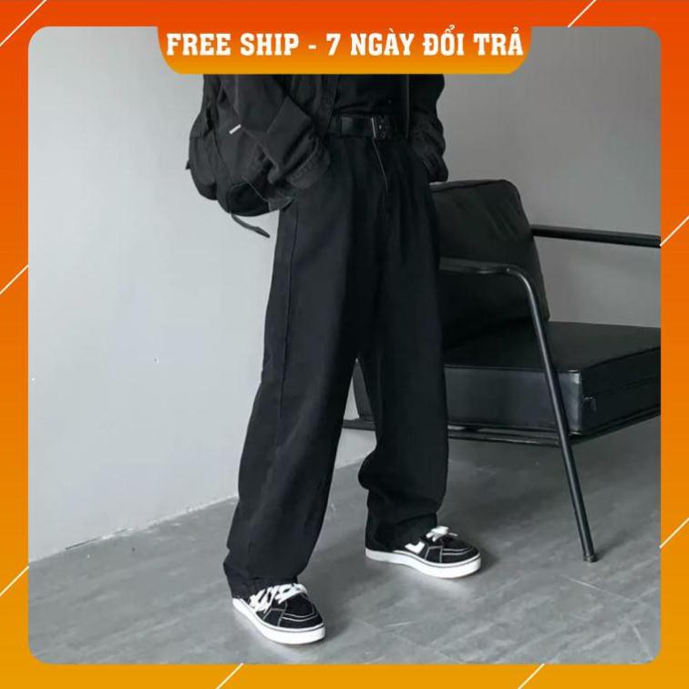 quần jean ống rộng nam nữ lưng cao baggy unisex