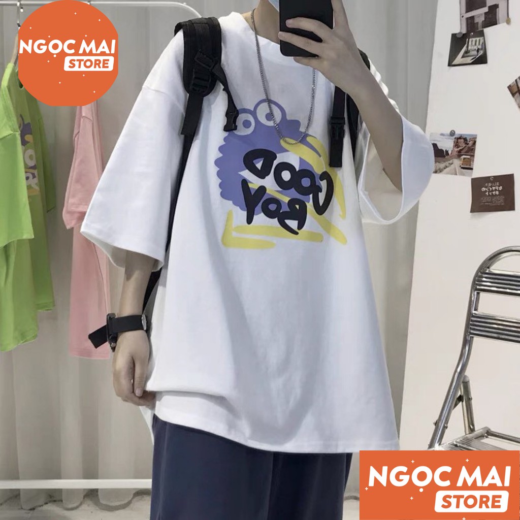 Áo Thun Nam Nữ Unisex Tay Lỡ Cổ Tròn From Rộng In Chữ Nét |Áo Phông Tay Lỡ Freesize 38-70kg, Thun Cotton|Ngọc Mai Store