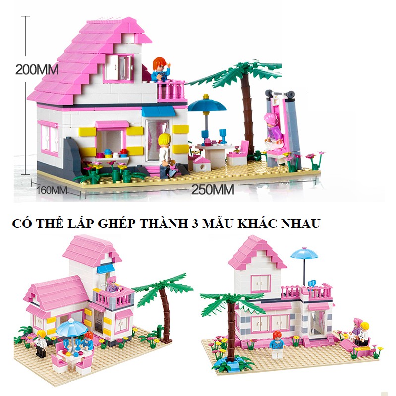Bộ lắp ghép lego ngôi nhà gồm 383 chi tiết bằng nhựa cao cấp đồ chơi trẻ em