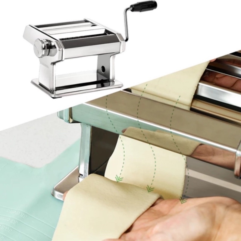 Máy cán bột làm mỳ tươi quay tay 2 3 lưỡi cắt inox dùng gia đình tiện dụng bảo hành 12 tháng