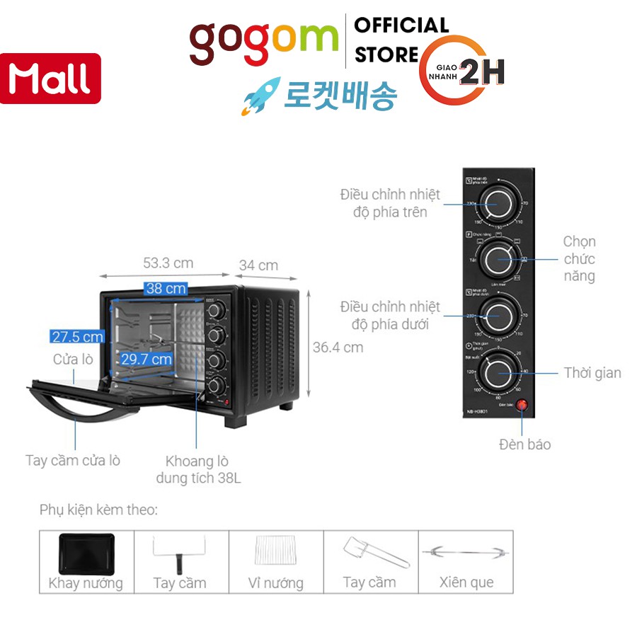 Lò nướng Panasonic NB-H3801KRA NLS19 GOGOM-19