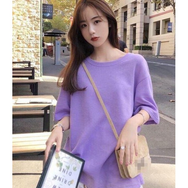 áo thun tay lỡ màu tím môn nam & nữ FOME RỘNGcó chọn size, chất thun xịn 33l-vm00
