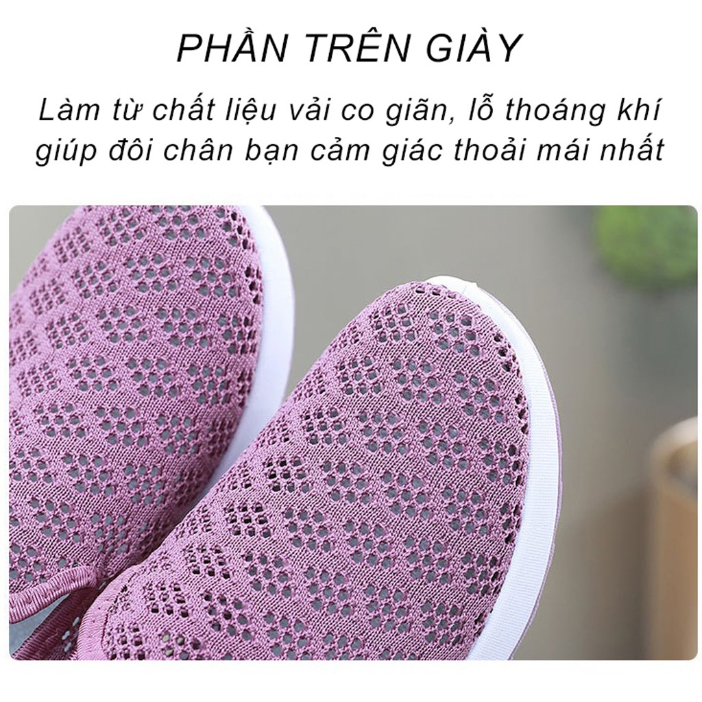 Giày lười nữ Hàn Quốc sợi đan thoát khi chất vải thô mềm dễ làm sạch đế cao su siêu êm- DOZIMAX