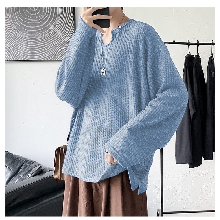 ÁO DÀI TAY LEN TỔ ONG COTTON FORM RỘNG MỀM MỎNG THU ĐÔNG UNISEX