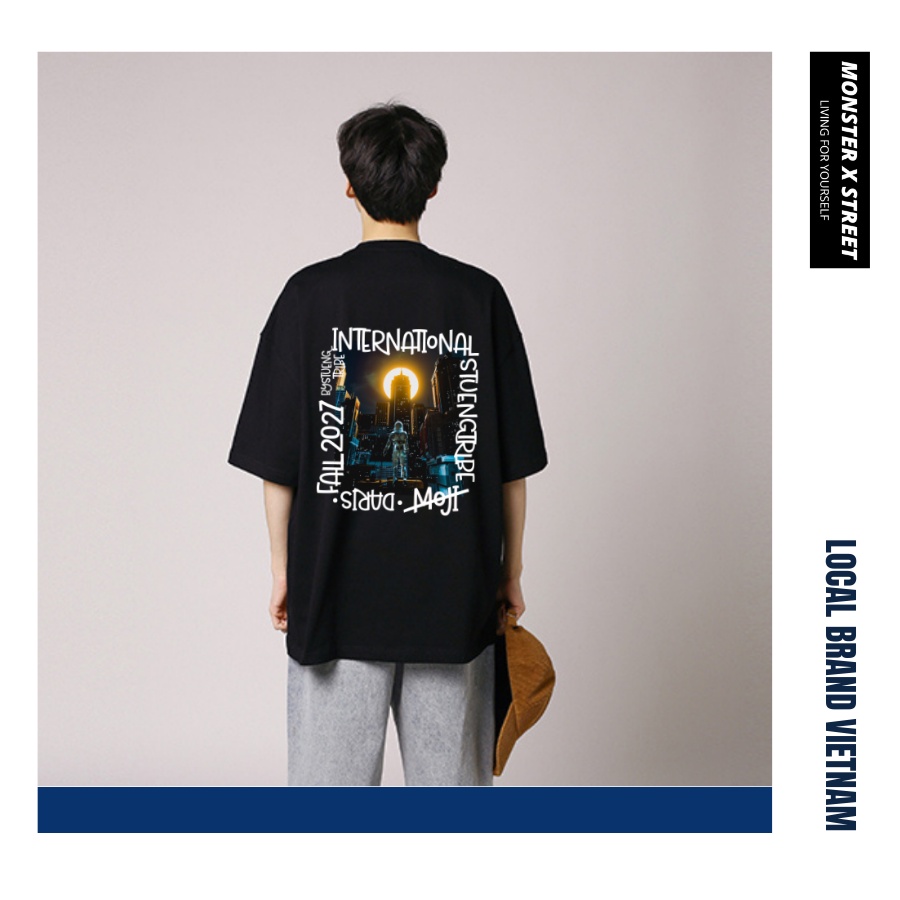 Áo thun unisex MONSTER X STREET MOJI ASTRO phông tay lỡ nam nữ form rộng Local Brand
