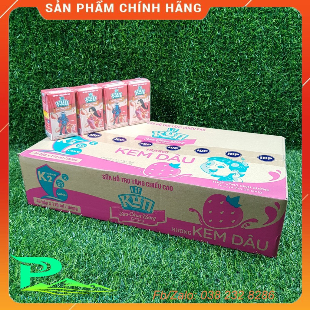 Sữa Kun Cam, Trái cây, Kun Nho, Kem Dâu, Socola 110ml - thùng 48 hộp