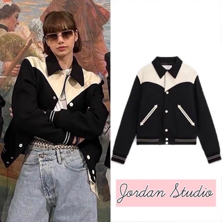 Áo khoác varsity teddy jacket giống Lisa Blackpink