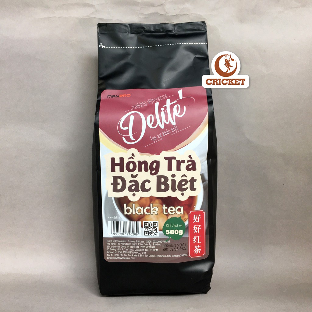 Hồng Trà Đặc Biệt Cao Cấp Delite 500g - Hồng Trà Pha Trà Sữa Hồng Trà Ngon Tuyệt Vời, Nguyên Liệu Trà Sữa CRICKET