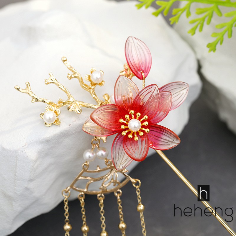 YADORNOS Trâm Cài Tóc Đính Hoa Ngọc Trai Giả Phong Cách Trung Hoa