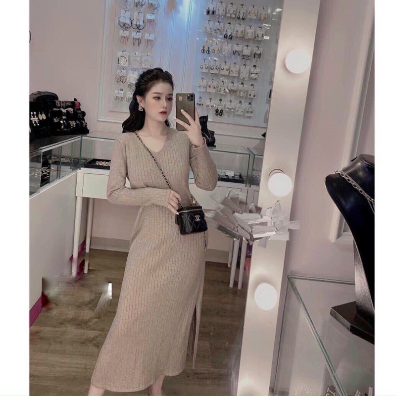 Váy len tăm cổ tim suông | BigBuy360 - bigbuy360.vn