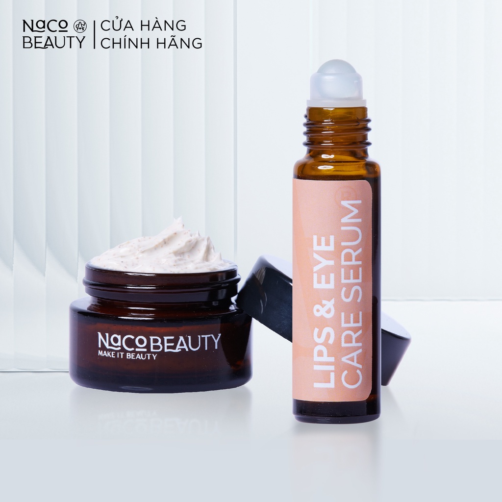 Combo Thanh Lăn Dưỡng Môi và Tẩy Tế Bào Chết NACOBEAUTY Khử Thâm Mắt Môi Dưỡng Hồng Môi Căng Mọng