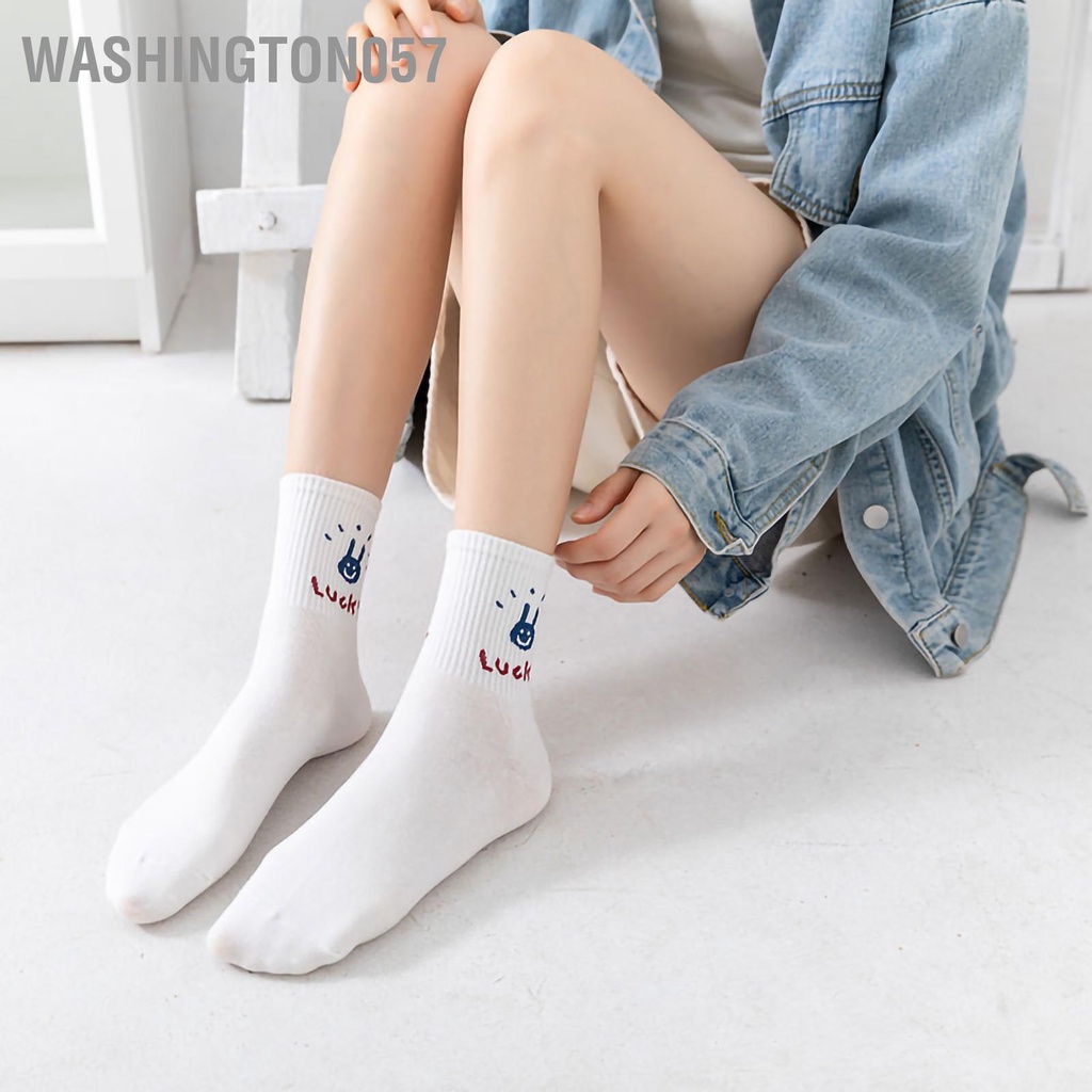 Vớ Cotton Trắng Nhẹ In Họa Tiết Dễ Thương Vui Nhộn Cho Nữ