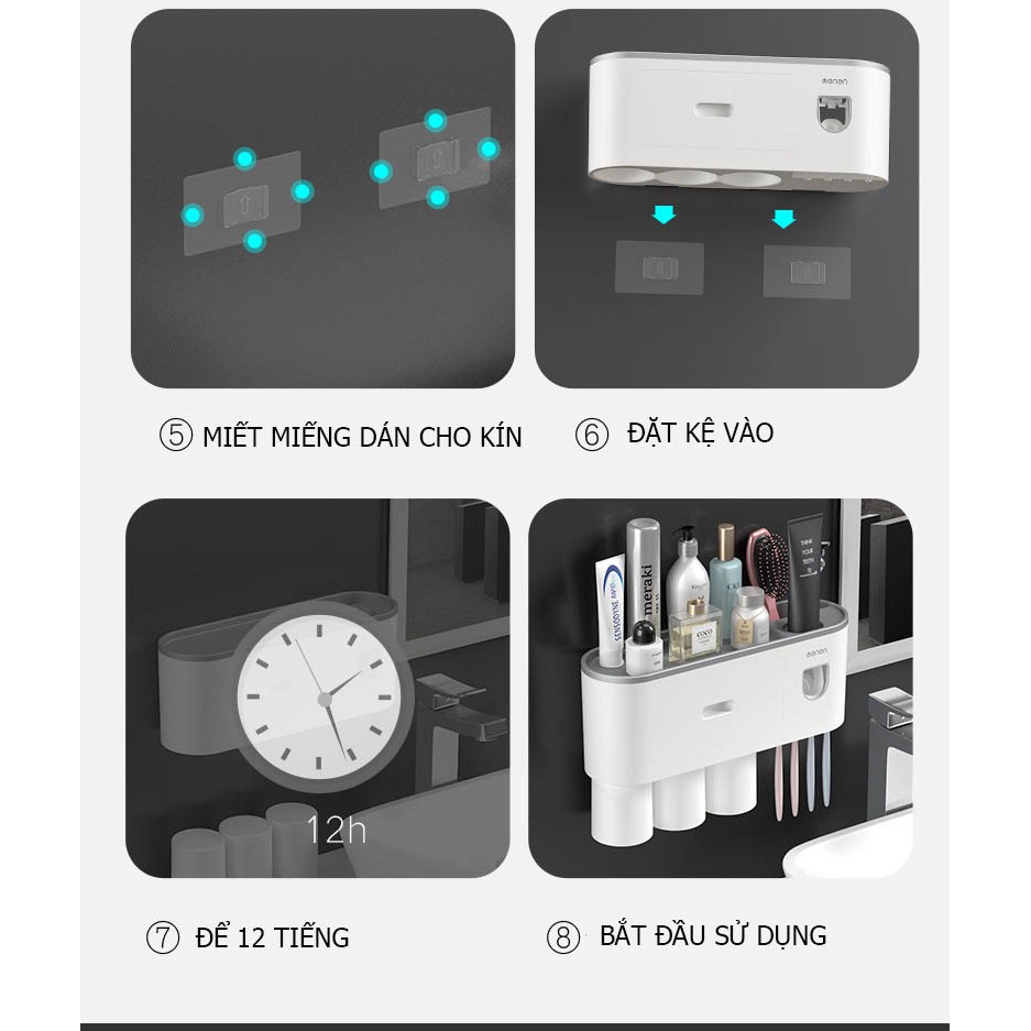 Kệ nhà tắm thông minh kèm cốc hút nam châm, kệ dính tường để đồ nhà tắm tiện ích gia đình Nhật - Menon