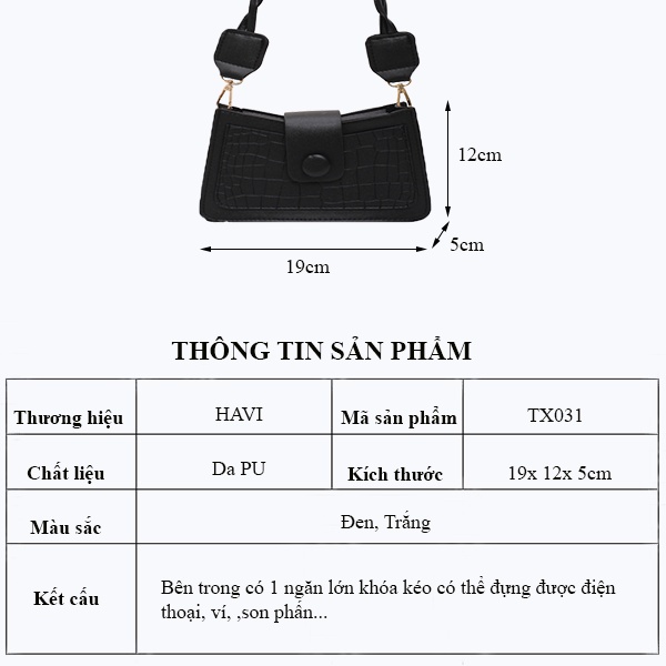 Túi xách nữ mini đeo vai dáng vuông dây da xoắn hợp thời trang, Túi đeo chéo - Tito Shop