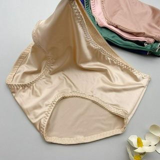 Quần Lót cotton Satin Lưng Vừa Phối Lưới Giả Lụa Satin Kháng Khuẩn Kiểu Nhật Bản Năm Mới Cho Nữ