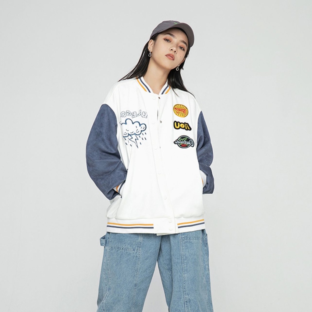 Áo khoác Bomber Uoii - Shop DinhHoa85 - Áo khoác bóng chày Hàn Quốc Nam Nữ Unisex –Vải Kaki 2 Lớp Dày Ấm - Ulzzang Hot
